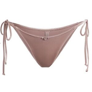 SKIMS NWT Velvet Swim Tie Tanga Bottom in Color Umber; Size XS